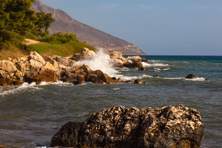 Typical rocks in the Scopello beach, Trapani. Italyの写真素材