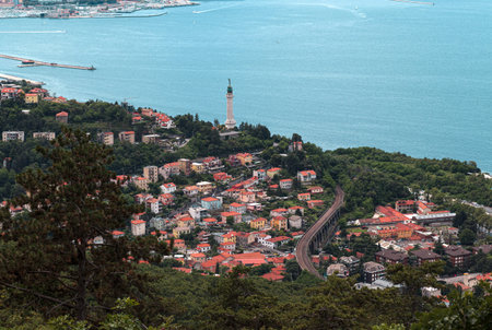 Trieste lighthouse and cityscape panoramic view, Friuli Venezia Giulia region of Italy