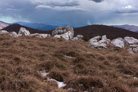 The peak of Slavnik in the spring season, Sloveniaの写真素材