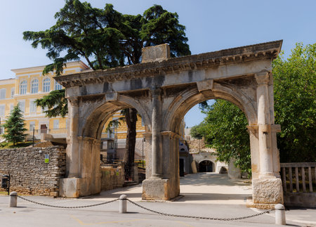 Twin Gates also called Porta Gemina or Dvojna vrata. The end of 2nd century AD. Roman style.の写真素材