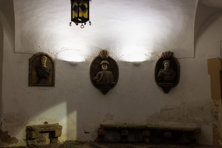 Bas-relief portraits on the ground floor of Villa Palagonia in Bagheria, Sicily, depicting members...