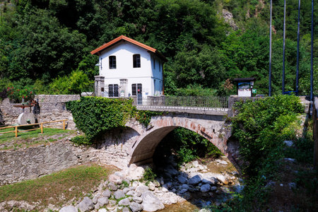 View of the Paper Museum factory of Toscolano Maderno, Brescia, Italyの写真素材