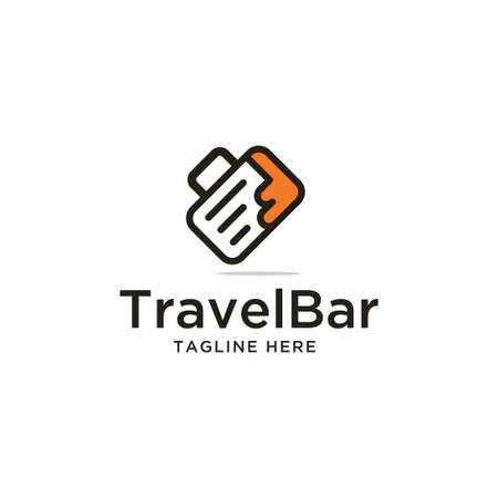 Abstract travel bag and beer Logo. Black and yellow color isolated on White Background. Usable for Traveling and Branding Logos. Flat Vector Logo Design Template Element.のイラスト素材