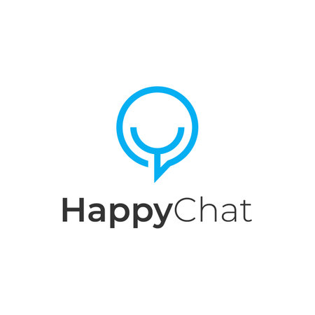 Happy face chat speech bubble symbol. Smile icon. Circle and square buttons. Flat vector designのイラスト素材