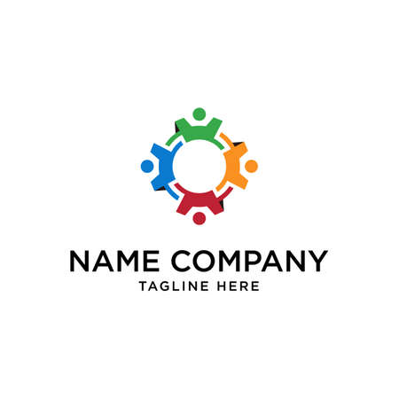 people icon logo with gear for business and companyのイラスト素材