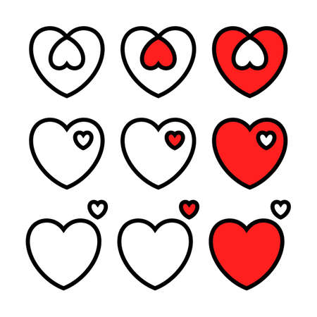 set of heart icon symbol logo designのイラスト素材
