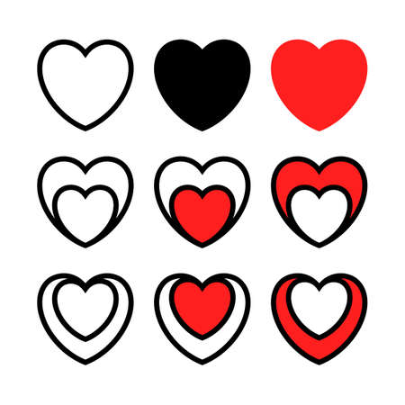 Collection set of heart icon symbol logo designのイラスト素材