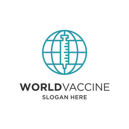 World vaccine vector logo template. This design use medical and globe symbol.のイラスト素材