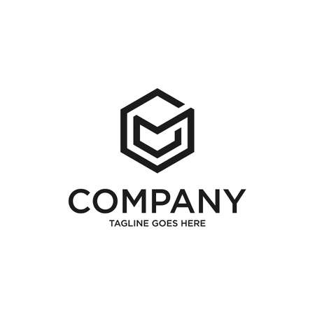 Initial Letter M and G Linked Logo. with black color isolated on white Background. Usable for Business and Branding Logos. Flat Vector Logo Design Template Element.のイラスト素材