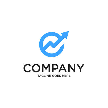 Initial Letter E and Arrow Linked Logo. with blue color isolated on white Background. Usable for Business and Branding Logos. Flat Vector Logo Design Template Element.のイラスト素材