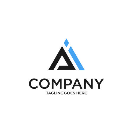 Initial Letter A and I Linked Logo. with black blue color isolated on white Background. Usable for Business and Branding Logos. Flat Vector Logo Design Template Element.のイラスト素材