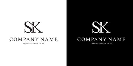 SK KS Letter Linked Luxury Premium Logo design templateのイラスト素材