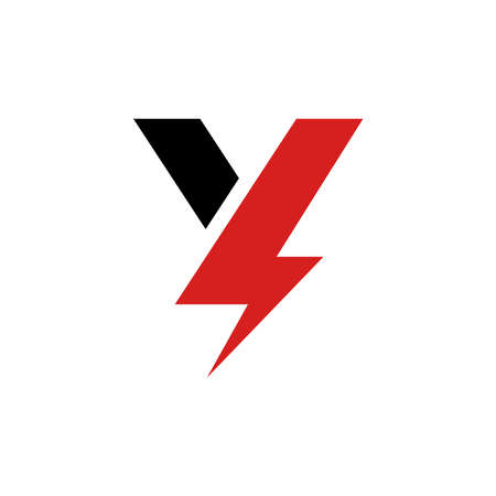 Initial Y Letter with lightning Logo Design Vector Template. Monogram and Creative Alphabet Letters iconのイラスト素材