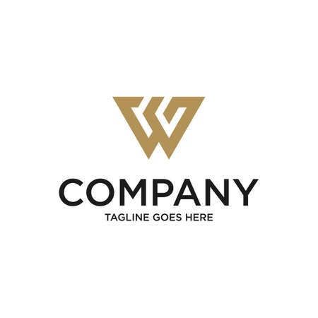 Abstract Initial Letter W and G Linked Logo. with gold color isolated on white Background. Usable for Business and Branding Logos. Flat Vector Logo Design Template Element.のイラスト素材