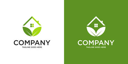 Nature house logo with green color can be used as symbols, brand identity, company logo, icon vector designのイラスト素材