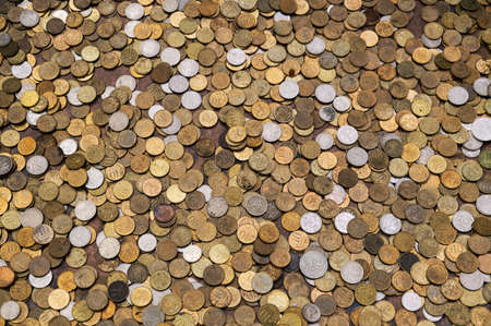 Russian coins texture, considerable quantity of coins, Russian money rouble.の写真素材
