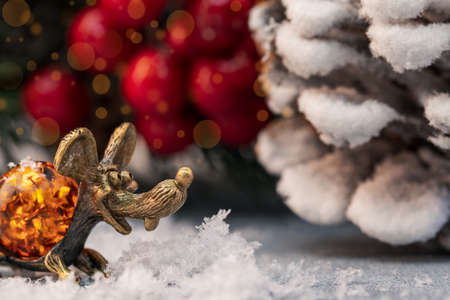 The metal mouse is a symbol of the year 2020 of the mouse. New Year Greeting Card.の写真素材