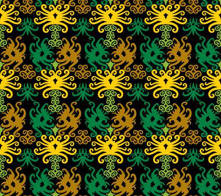 seamless pattern of borneo batik style. traditional Indonesian fabric motif. vector design inspiration. Creative textile background for fashion or cloth. culture motif of dayakのイラスト素材