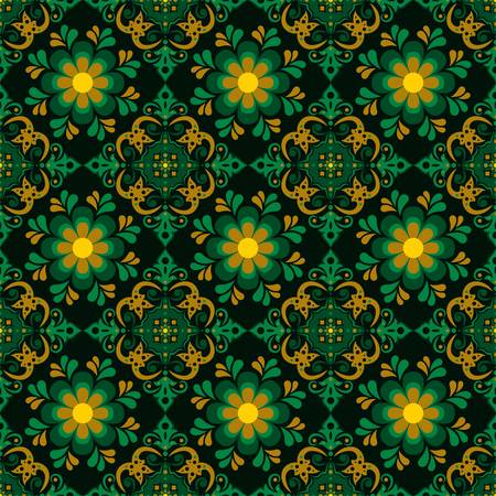 Seamless pattern with geometric ornate ethnic style. Vector Floral Illustration in asian textile. vector design inspiration. creative fabric motifのイラスト素材