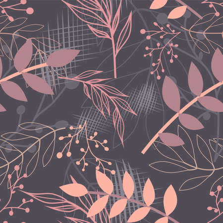 seamless pattern of floral motif.Vector design inspiration abstract floral and leaves background for wedding, invitations, textile, wrapping paper,fabric.のイラスト素材