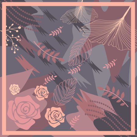 Hijab design with floral abstract style. Silk scarf patternのイラスト素材