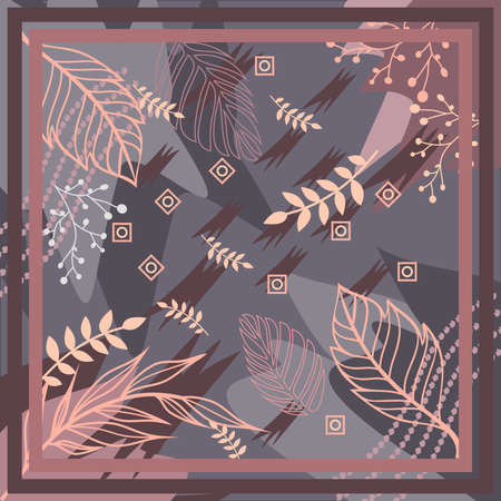 pattern of hijab motif design with foliage design. pastel color. Silk scarf pattern vector design inspirationのイラスト素材