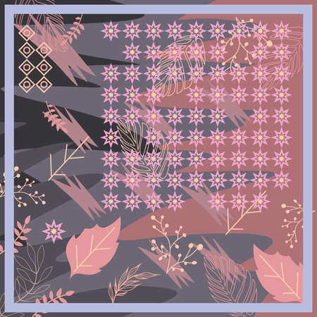 design of hijab or scarf motifs with abstract foliage patterns. can be used also for other fabric patterns or wallpaper.vector design inspirationのイラスト素材