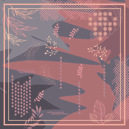 Hijab design with floral abstract style. Silk scarf patternのイラスト素材