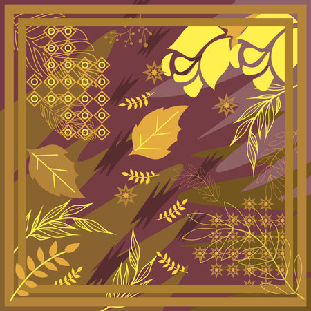 pattern of hijab motif design with foliage design. pastel color. Silk scarf pattern vector design...