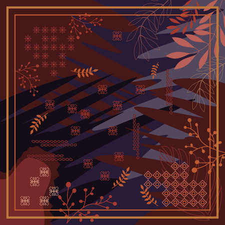 pattern of hijab motif design with foliage design. pastel color. Silk scarf pattern vector design inspirationのイラスト素材