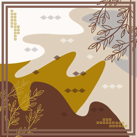 Pattern of hijab motif design with abstract foliage design. Silk scarf pattern vector design inspirationのイラスト素材