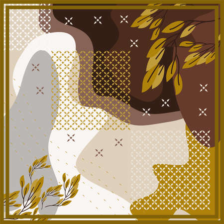 Design of hijab or scarf motifs with abstract foliage patterns. can be used also for other fabric patterns or wallpaper.vector design inspirationのイラスト素材