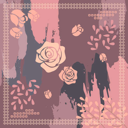 Pattern of hijab motif design with abstract foliage design. pastel color. Silk scarf pattern vector design inspirationのイラスト素材