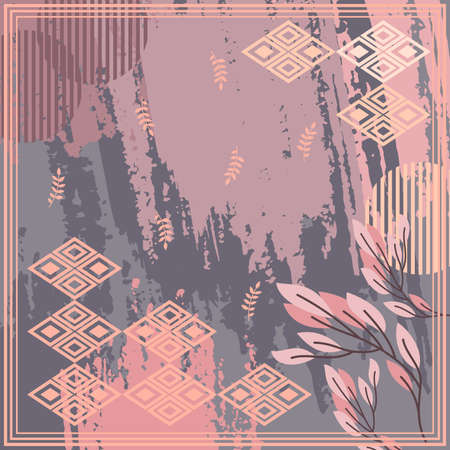 Pattern of hijab motif design with abstract foliage design. pastel color. Silk scarf pattern vector design inspirationのイラスト素材