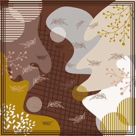 Pattern of hijab motif design with abstract foliage design. Silk scarf pattern vector design inspirationのイラスト素材