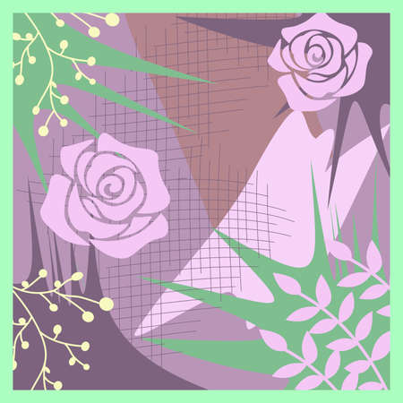 Hijab design with floral abstract style. Silk scraf patternのイラスト素材