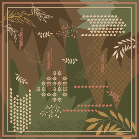 Hijab design with floral abstract style. Silk scarf patternのイラスト素材