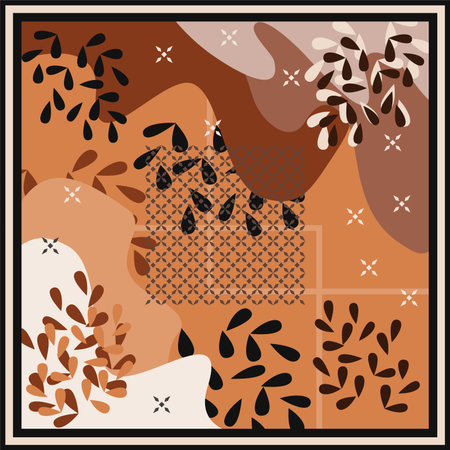 Hijab design with floral abstract style. Silk scarf pattern. vector design inspiration