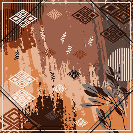 Pattern of hijab motif design with abstract foliage design. Silk scarf pattern vector design inspirationのイラスト素材