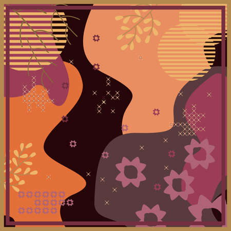 Design of hijab or scarf motifs with abstract foliage patterns. can be used also for other fabric patterns or wallpaper.vector design inspirationのイラスト素材