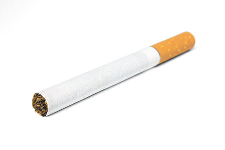 One cigarette isolated on white background