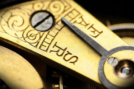 Vintage tarnished pocket watch fast or slow, ahead/rear, hurry or late indicator in golden color...