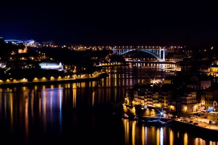 Looking down at Oporto and Gaia at night. の写真素材