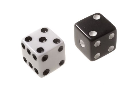 Two die, isolated on a white background.の写真素材