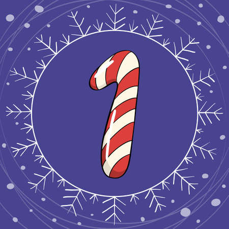 Hand drawn vector number one for Christmas advent calendar.のイラスト素材