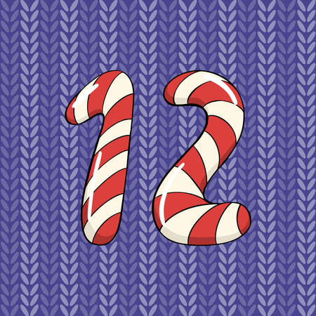 Hand drawn vector number twelve for Christmas advent calendar.のイラスト素材