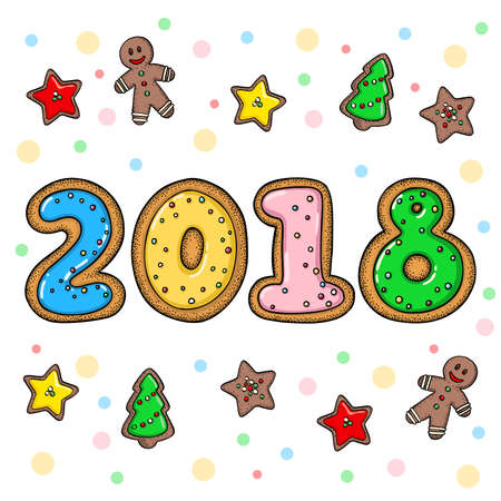 Hand drawn doodle new year greeting cardのイラスト素材