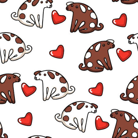 Dogs and hearts pattern.のイラスト素材