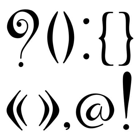 Hand drawn vector set of black punctuation marks isolated on white backgroundのイラスト素材