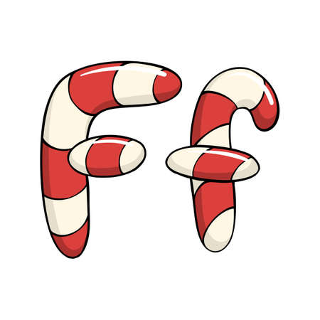 Hand drawn vector candy cane letter Fのイラスト素材